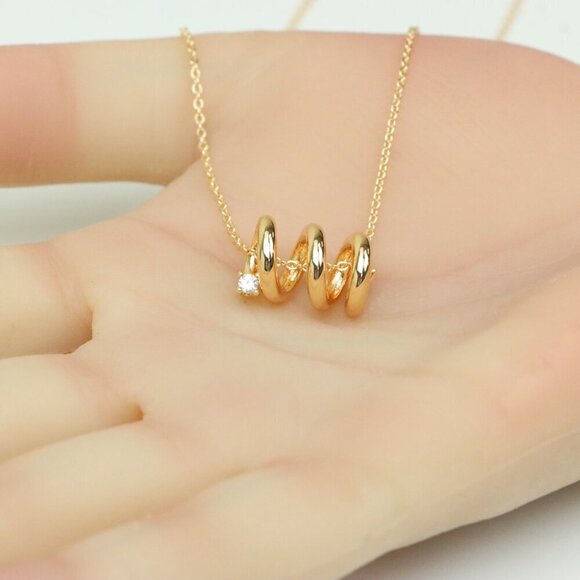 Minimal Spiral Pendant Rose Gold Necklace, XPNL0221 - Picture 6 of 13